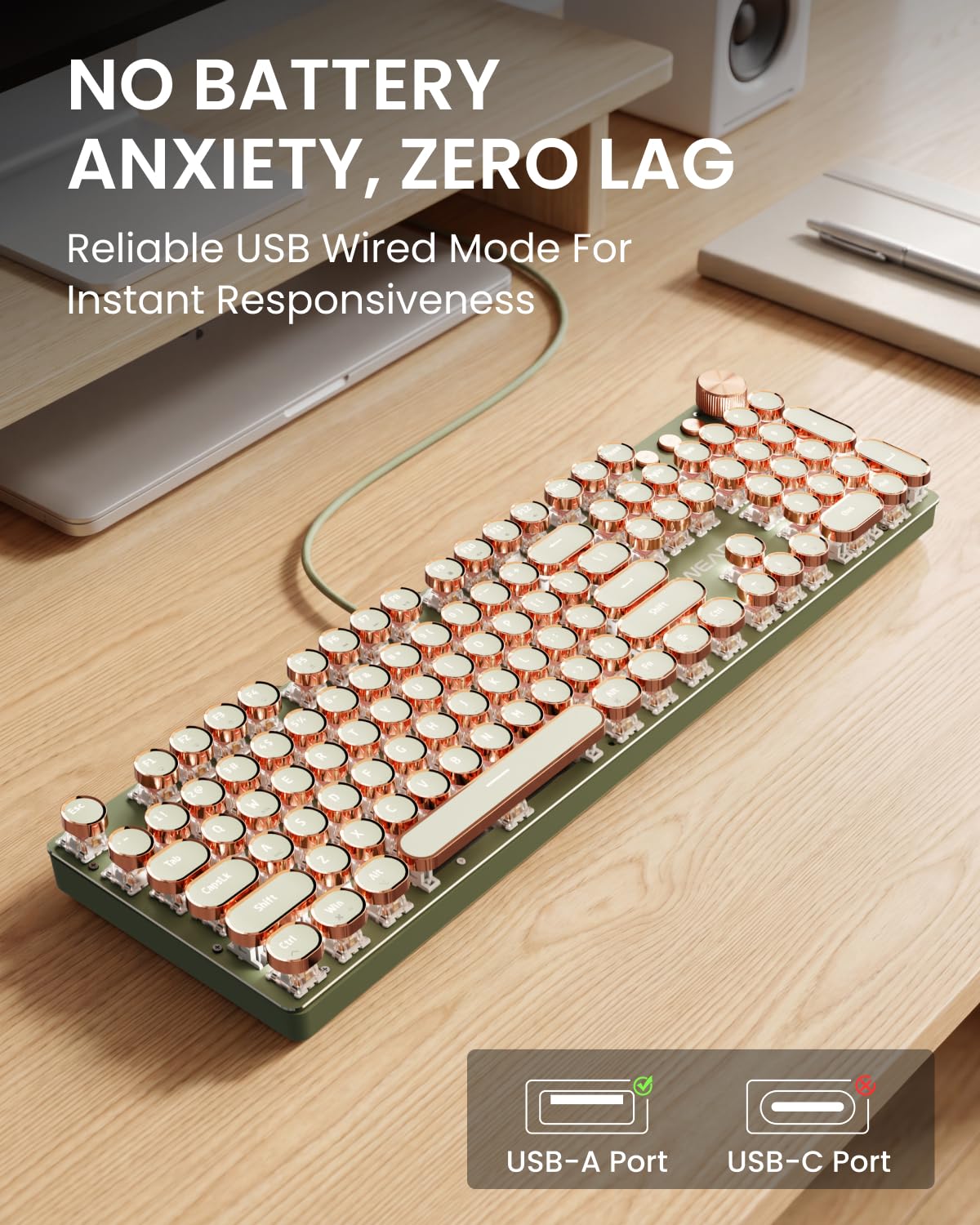 SEUNKWANG EWEADN Typewriter Style Mechanical Gaming Keyboard Wired