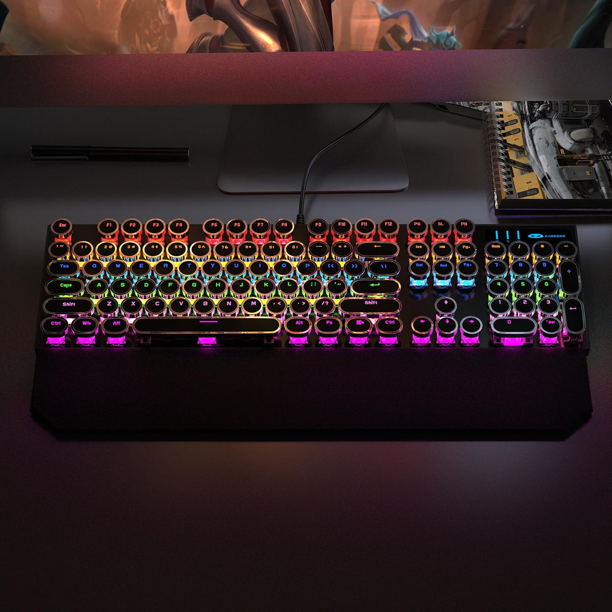Camiysn Retro Punk Typewriter Style Mechanical Gaming Keyboard