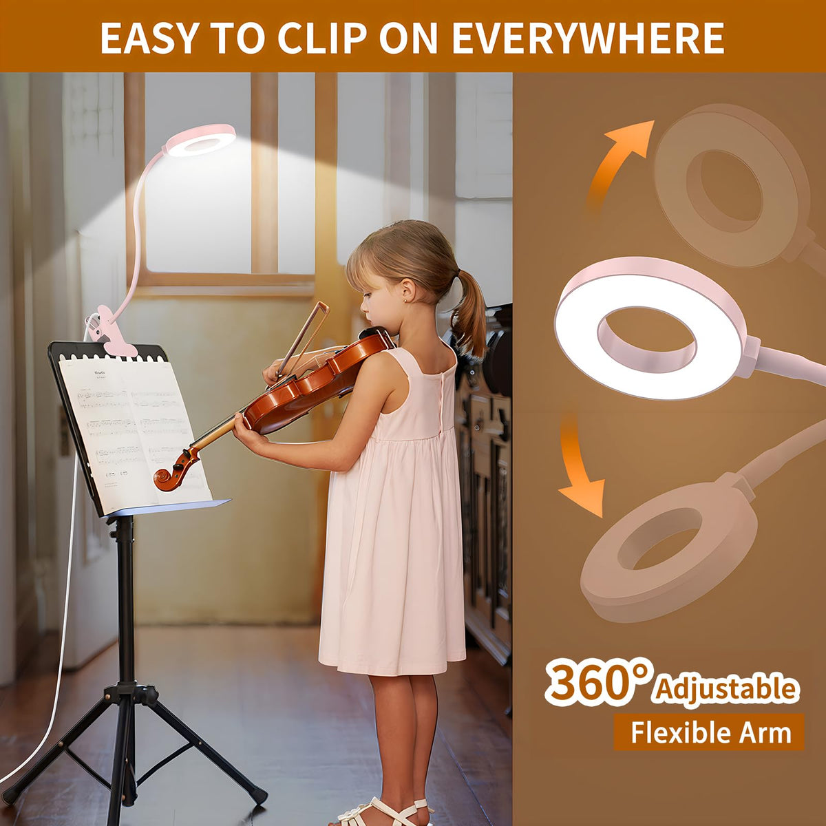 iZELL LED Clamp Desk Lamp with 3 Color Modes & 10 Levels