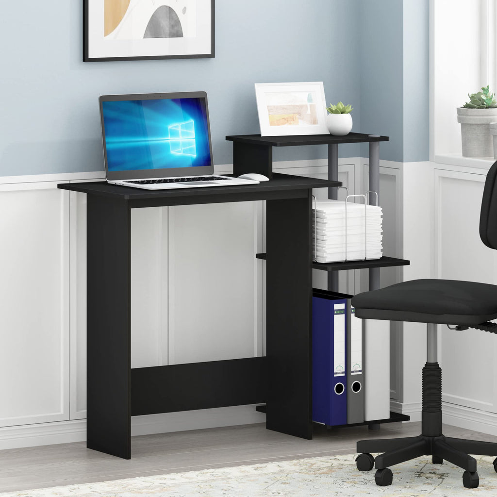 Furinno Compact Computer Desk, Gaming Desk with Shelves, Office Desk with Book Shelf
