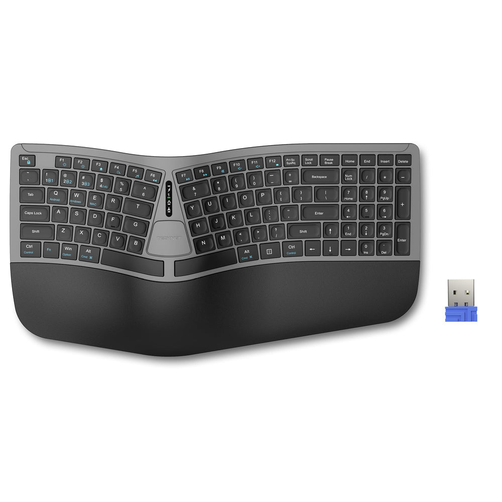 TECKNET Wireless Ergonomic Keyboard with Wrist Rest