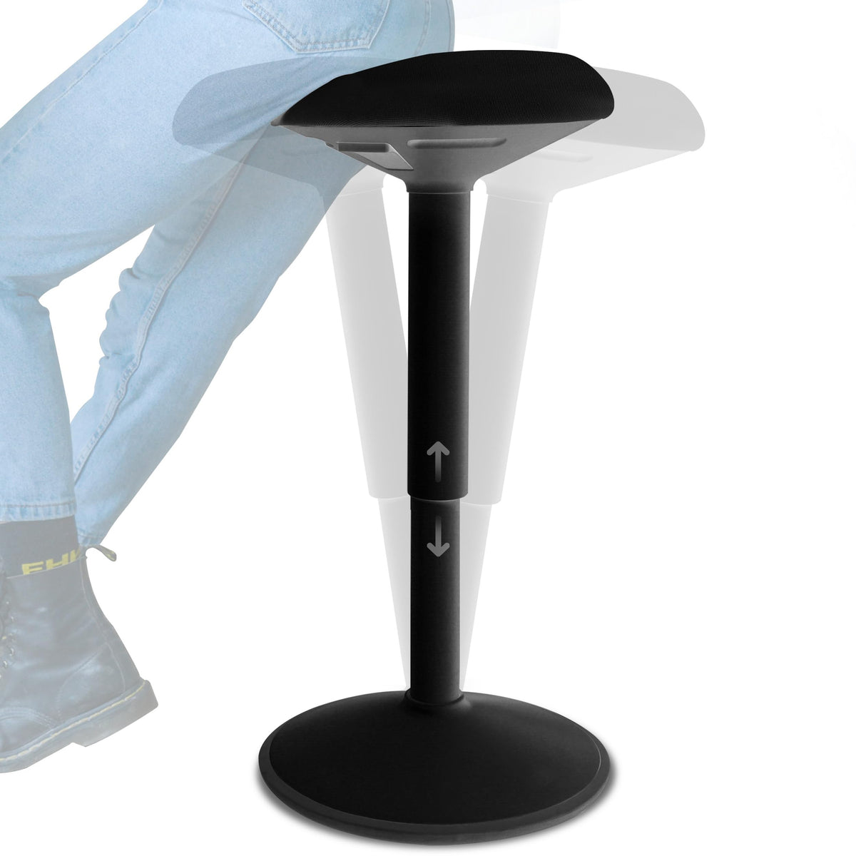 Backerz Standing Desk Stool Chair, Height Adjustable Stool for Office and Classroom, Swivel seat, Anti-Slip Bottom Ergonomic Wobble Stool with Rocking Motion