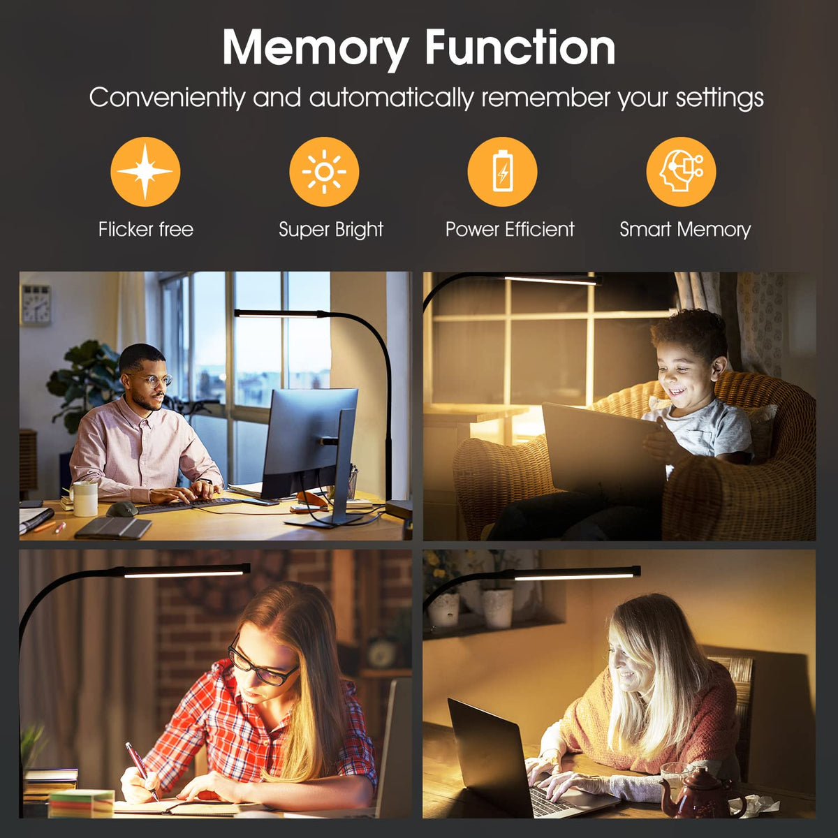 Voncerus LED Clamp Desk Lamp with 3 Modes & 10 Levels