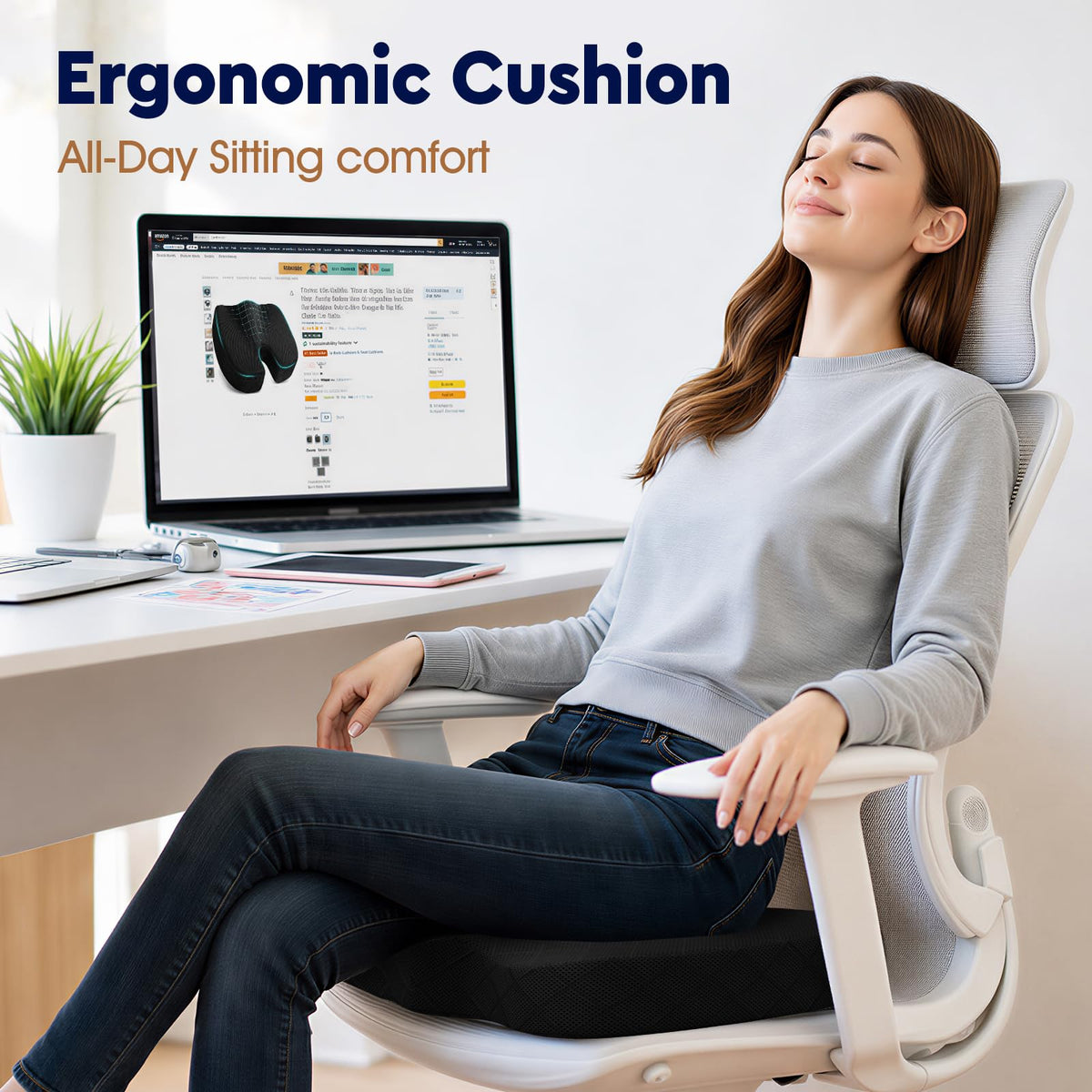 TushGuard Memory Foam Seat Cushion for Office Chairs