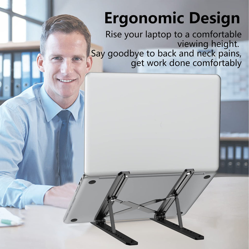 Tonmom Laptop Ständer, Faltbarer Notebook Ständer, Höhenverstellbarer Laptopständer Belüftet Kühlung Laptop Halterung für MacBook Pro/Air, HP, Sony, Dell,alle 10-15,6 ” Laptops