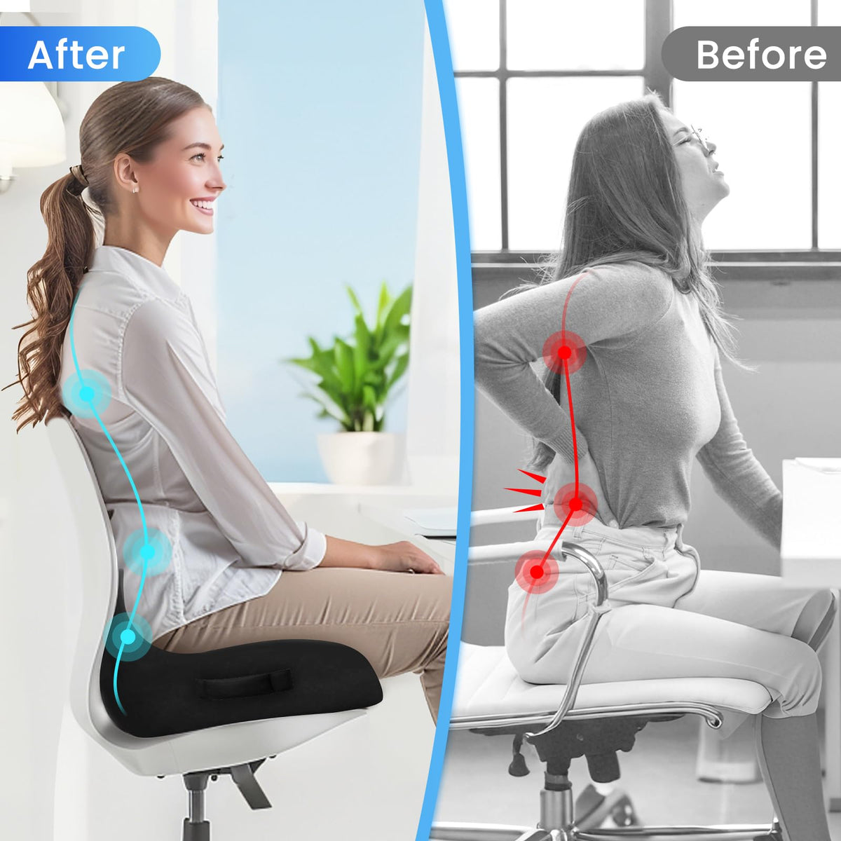 CushZone Memory Foam Seat Cushion for Office Chairs