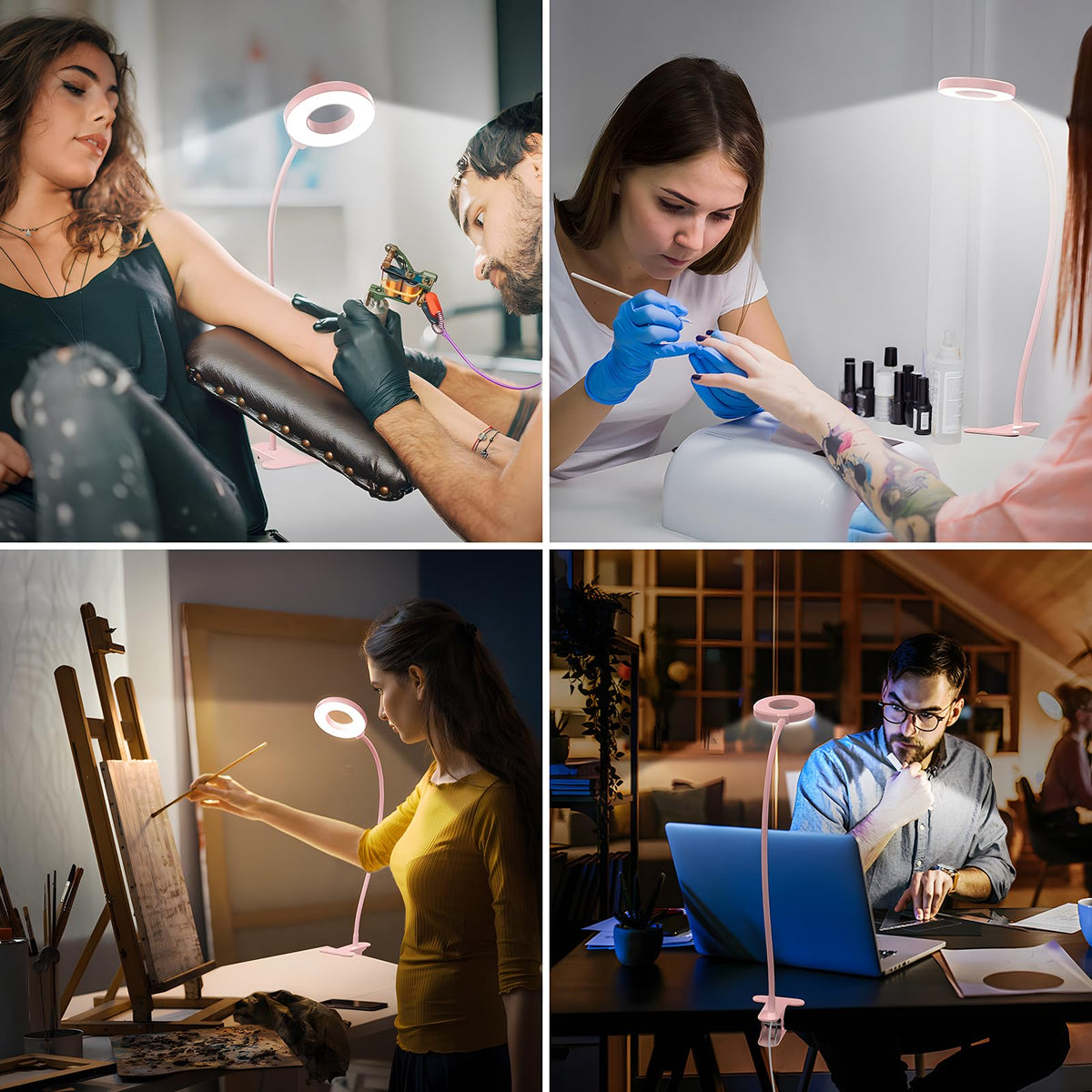 iZELL LED Clamp Desk Lamp with 3 Color Modes & 10 Levels