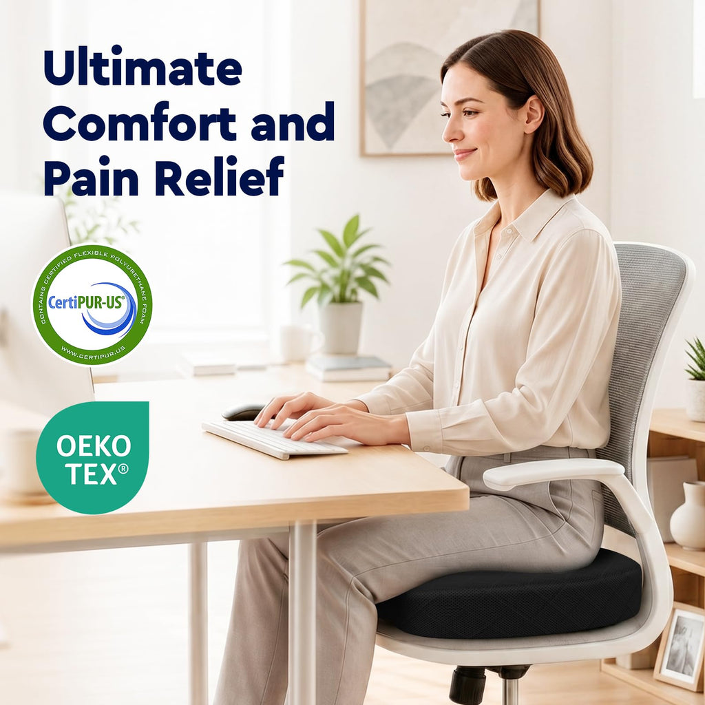 TushGuard Memory Foam Seat Cushion for Office Chairs