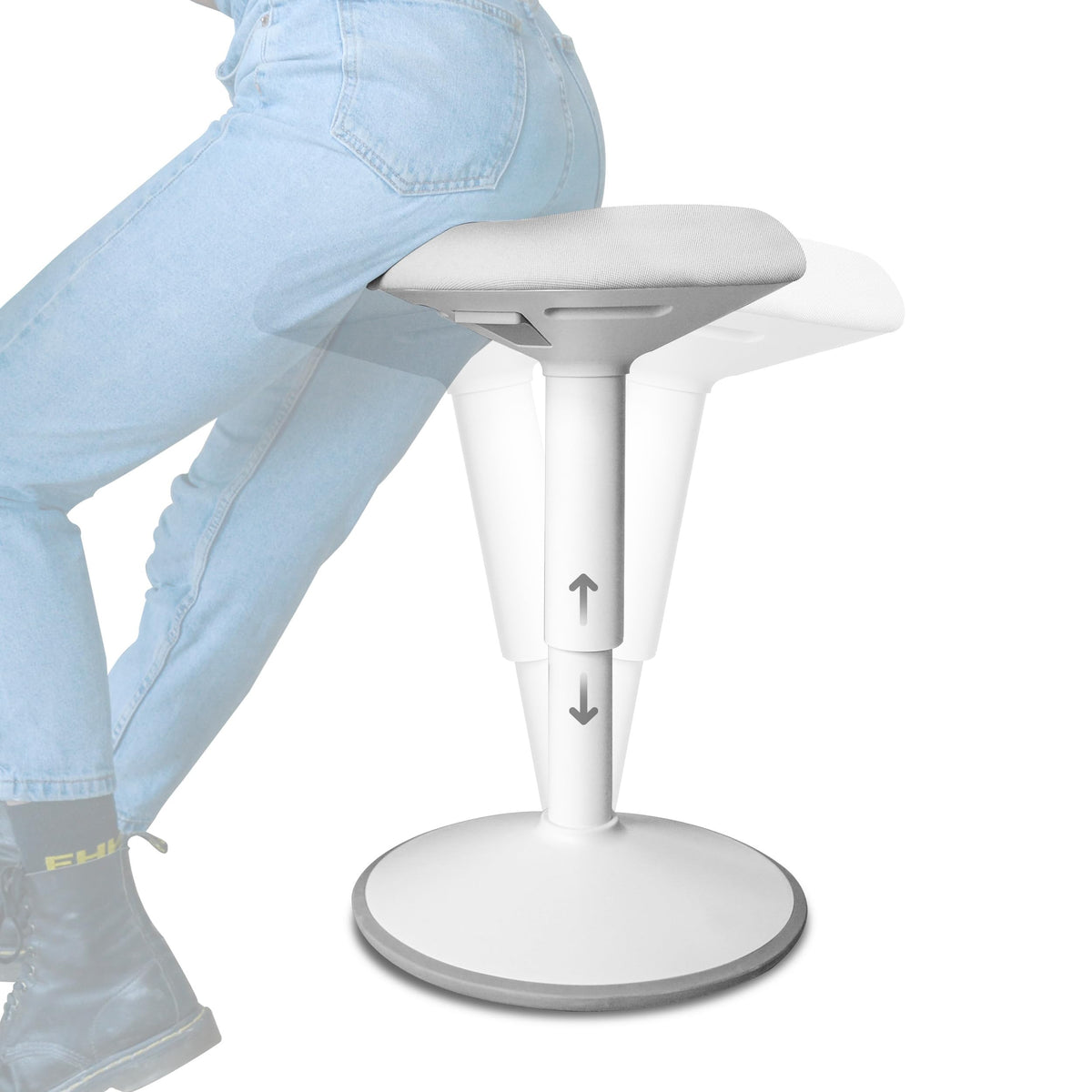 Backerz Standing Desk Stool Chair, Height Adjustable Stool for Office and Classroom, Swivel seat, Anti-Slip Bottom Ergonomic Wobble Stool with Rocking Motion