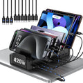 320W Charging Station for Multiple Devices, Zobirez 10-Port USB C Fast Charger Stations for MacBook, iPhone, Android Cell Phone, iPad, Tablet Family Multi-Device Organizer Charging Dock
