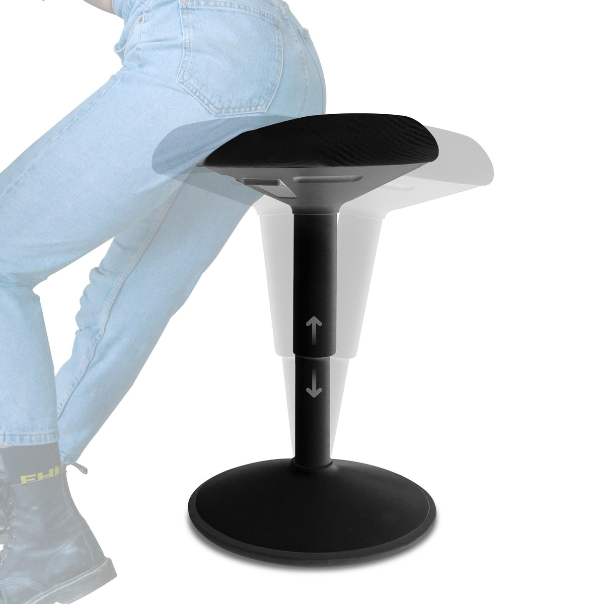 Backerz Standing Desk Stool Chair, Height Adjustable Stool for Office and Classroom, Swivel seat, Anti-Slip Bottom Ergonomic Wobble Stool with Rocking Motion