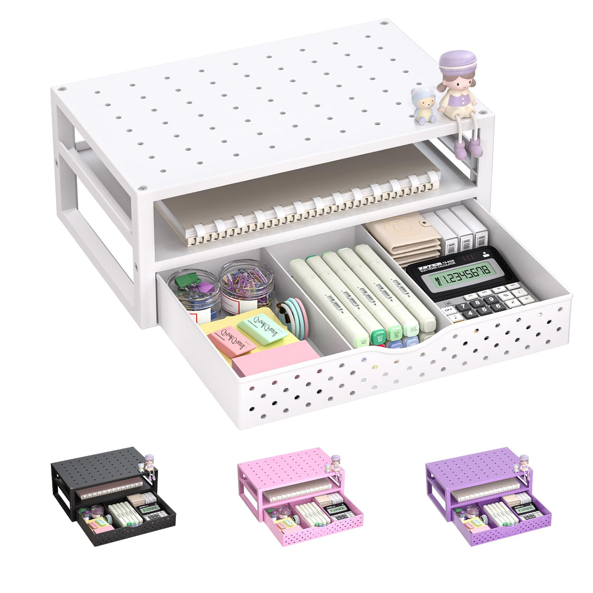 WALI Desk Organizer with Drawer, Pen Holder & Storage Compartments