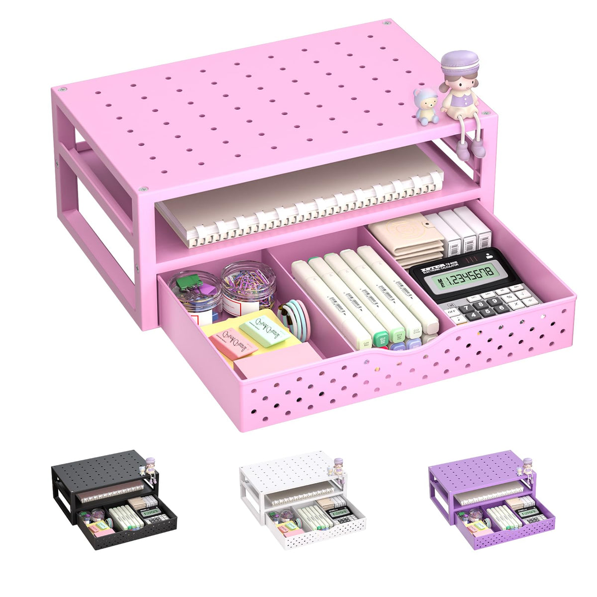 WALI Desk Organizer with Drawer, Pen Holder & Storage Compartments