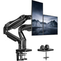 HUANUO Dual Monitor Stand - Full Adjustable Monitor Desk Mount Swivel Vesa Bracket with C Clamp, Grommet Mounting Base for 13 to 32 Inch Computer Screens - Each Arm Holds 4.4 to 19.8lbs