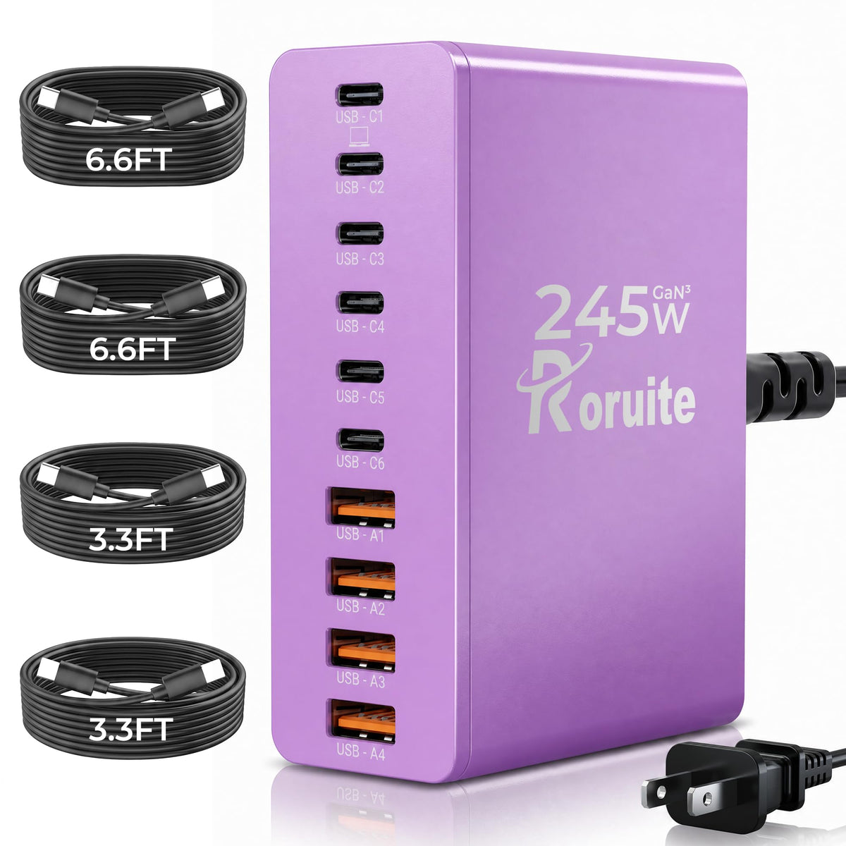 200W 10-Port GaN USB-C Charging Station for Multiple Devices