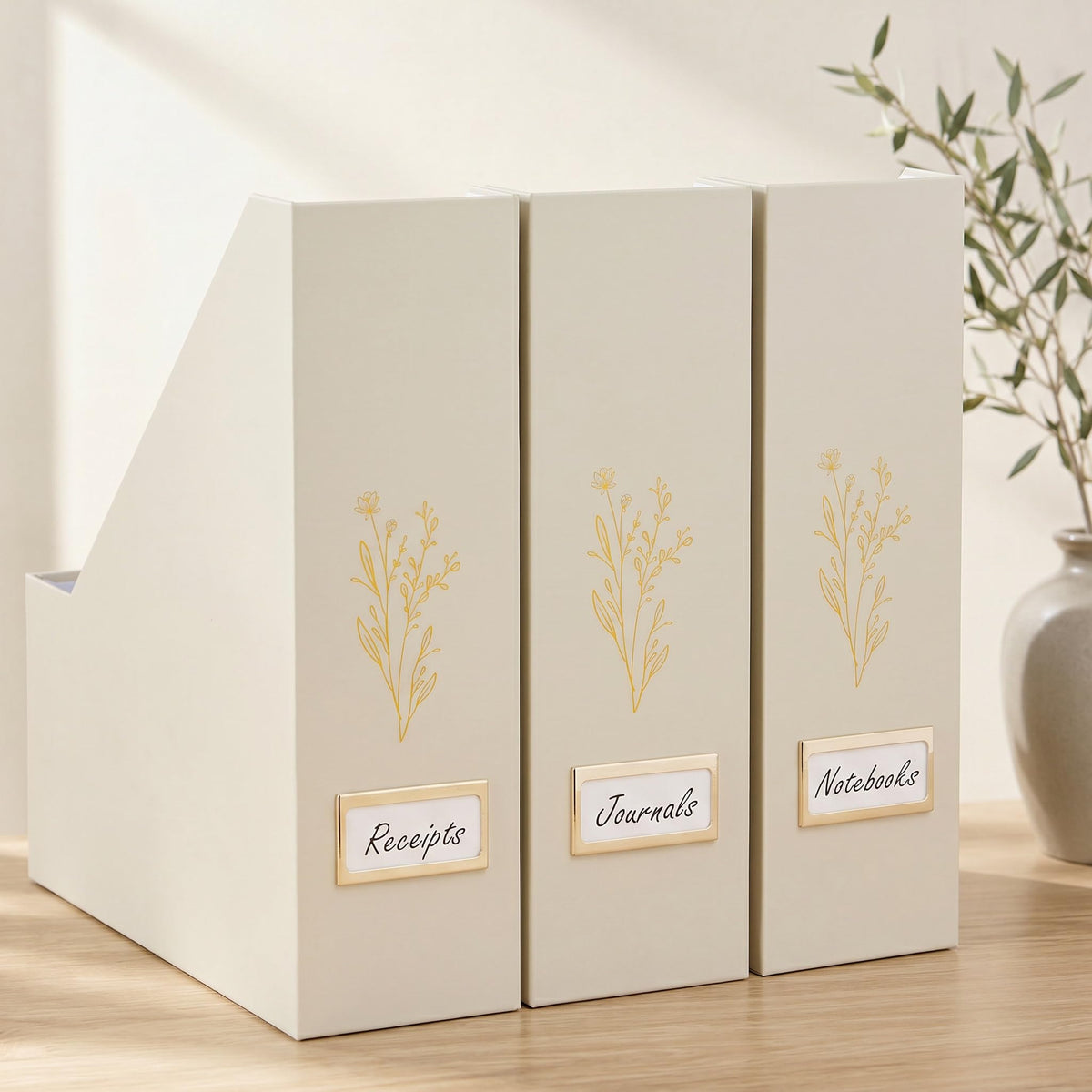 3-Piece Magazine File Holder Set for Desk & Shelves