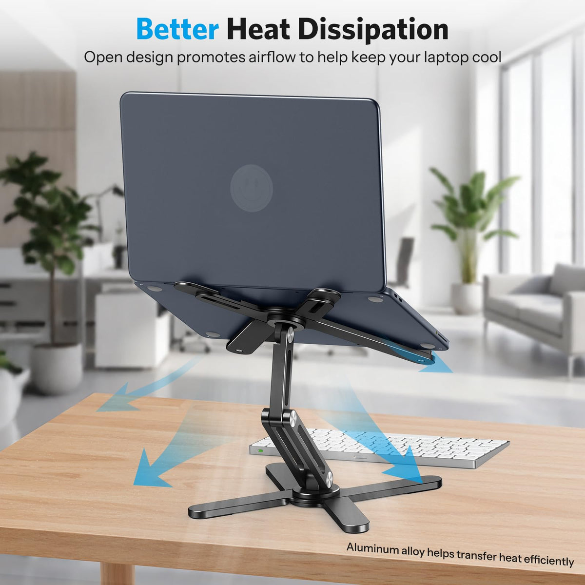 OMOTON 360° Rotating Laptop Stand Riser for Desk, Ergonomic Foldable Computer Stand Adjustable Height Angles for Collaborative Work, Easy Storage Fit Macbooks,All Laptops up to 16 inches