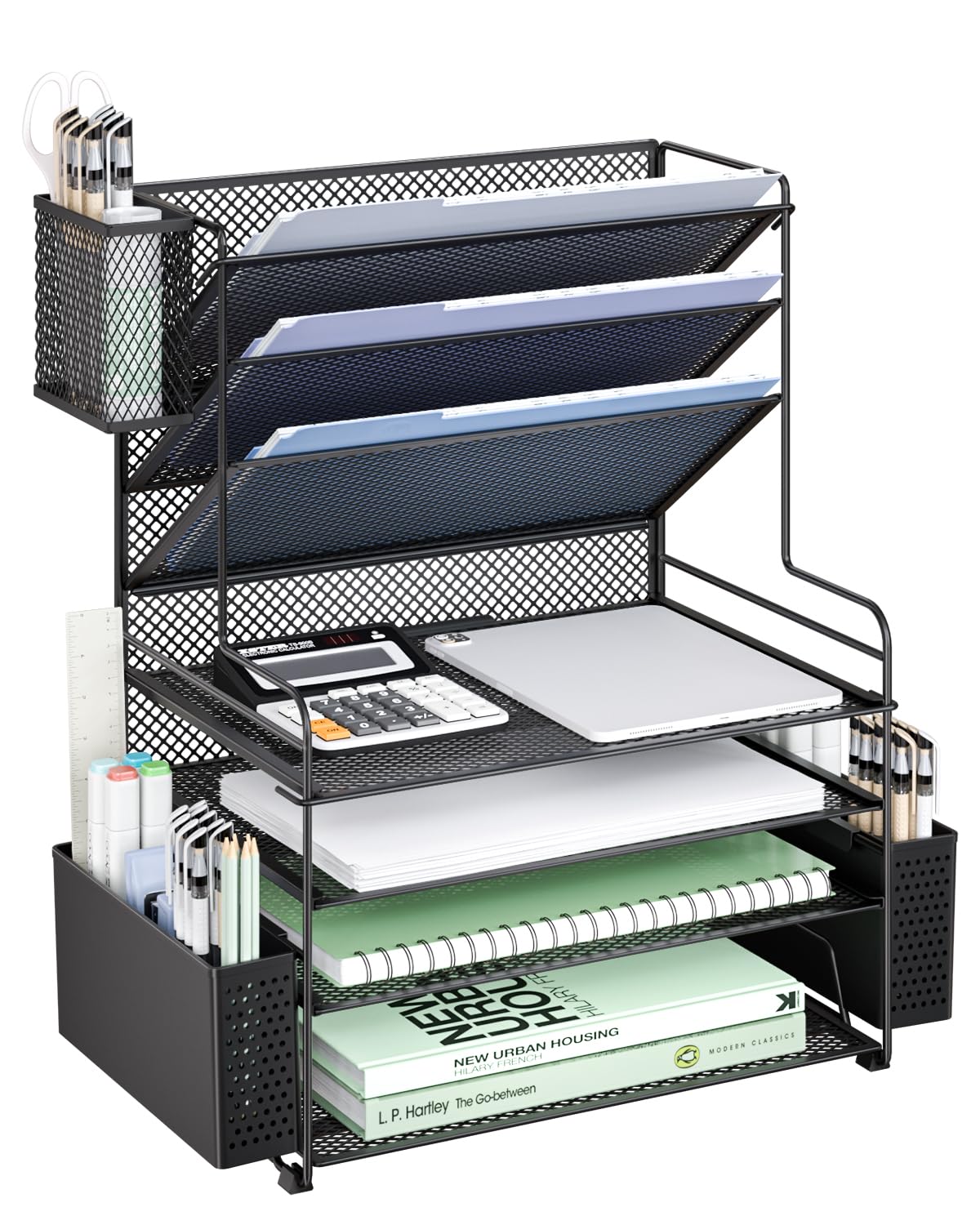 WALI Desk Organizer with Drawer, Pen Holder & Storage Compartments