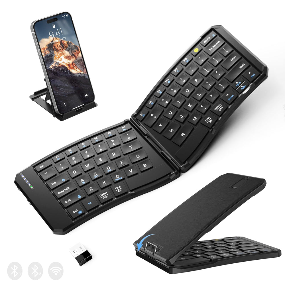 Omikamo Foldable Bluetooth Travel Keyboard, Dual-Mode