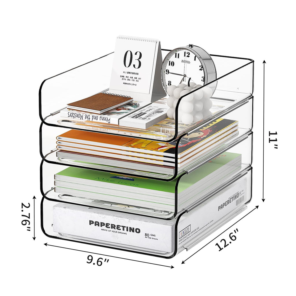 FANXIYQ 4-Tier Acrylic Paper Tray Desk Organizer