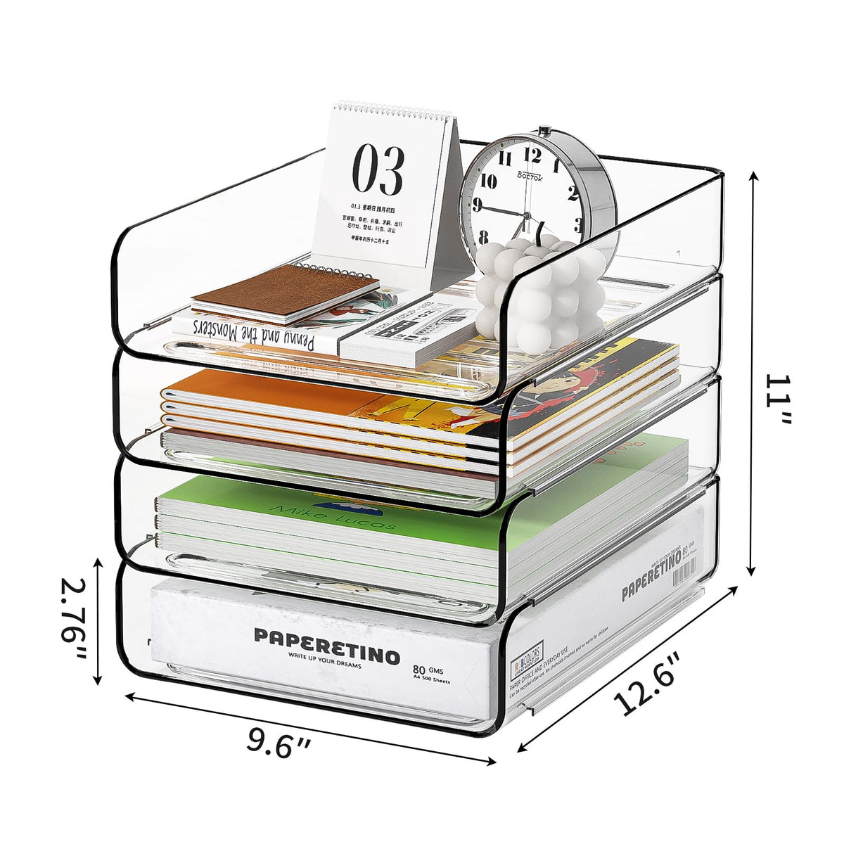 FANXIYQ 4-Tier Acrylic Paper Tray Desk Organizer