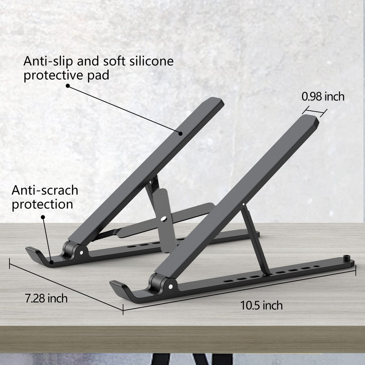 Tonmom Laptop Ständer, Faltbarer Notebook Ständer, Höhenverstellbarer Laptopständer Belüftet Kühlung Laptop Halterung für MacBook Pro/Air, HP, Sony, Dell,alle 10-15,6 ” Laptops