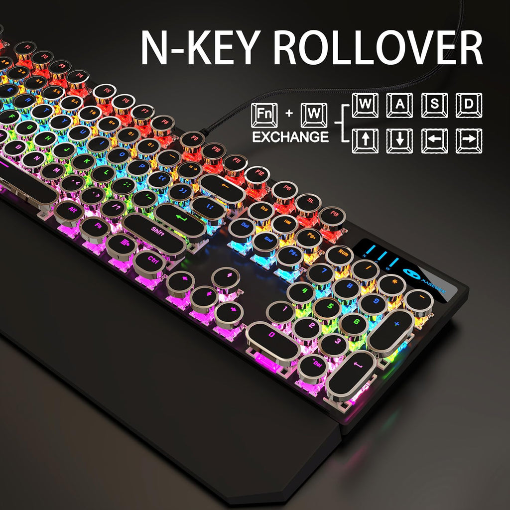 Camiysn Retro Punk Typewriter Style Mechanical Gaming Keyboard