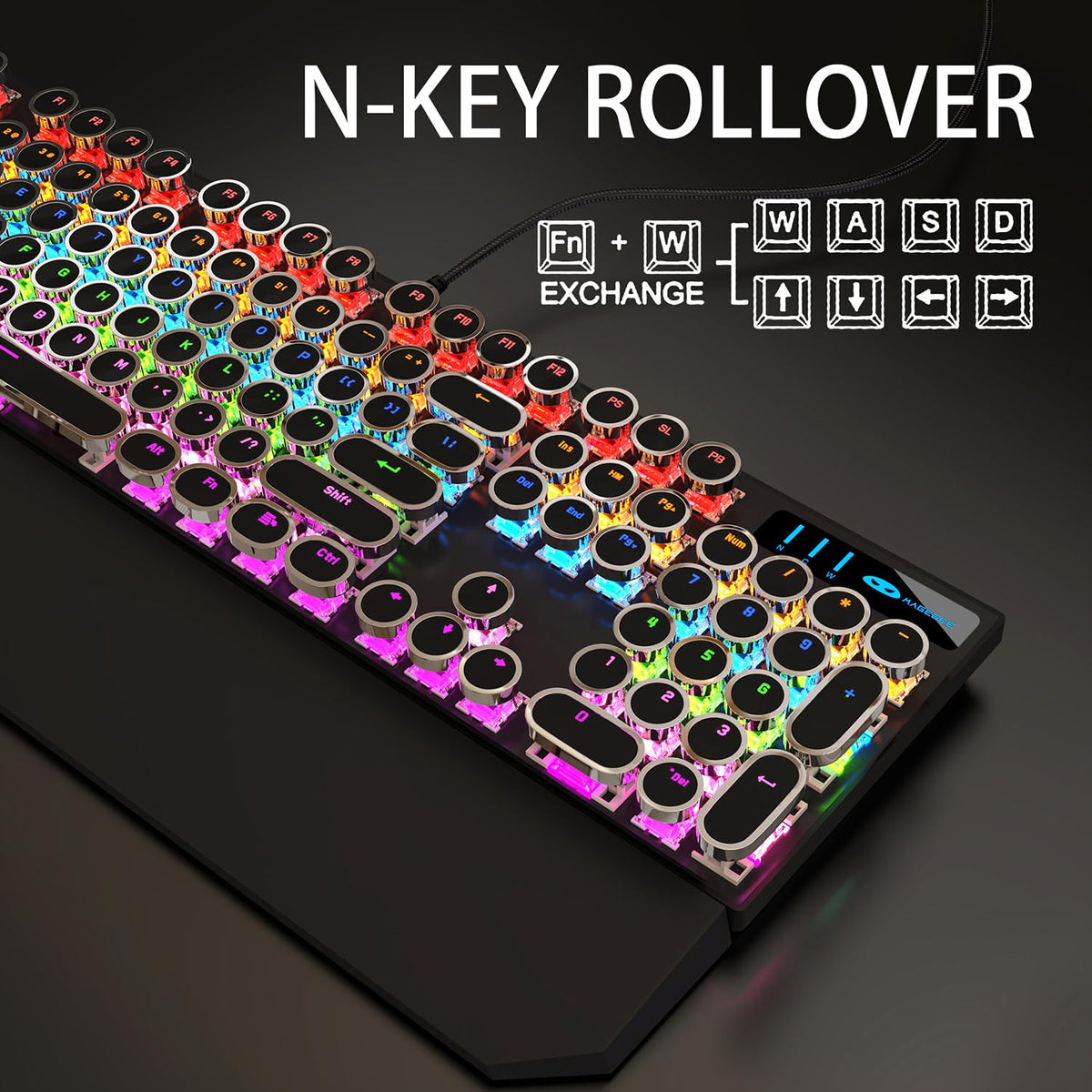 Camiysn Retro Punk Typewriter Style Mechanical Gaming Keyboard