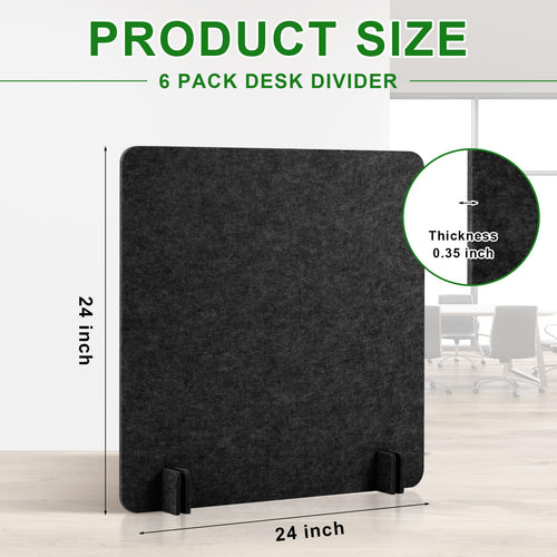 6 Pcs Acoustic Desk Divider Partition Privacy Panel 24 x 24"
