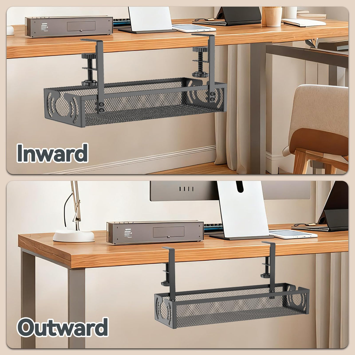 Univivi Under-Desk Cable Management Tray for Office Desks