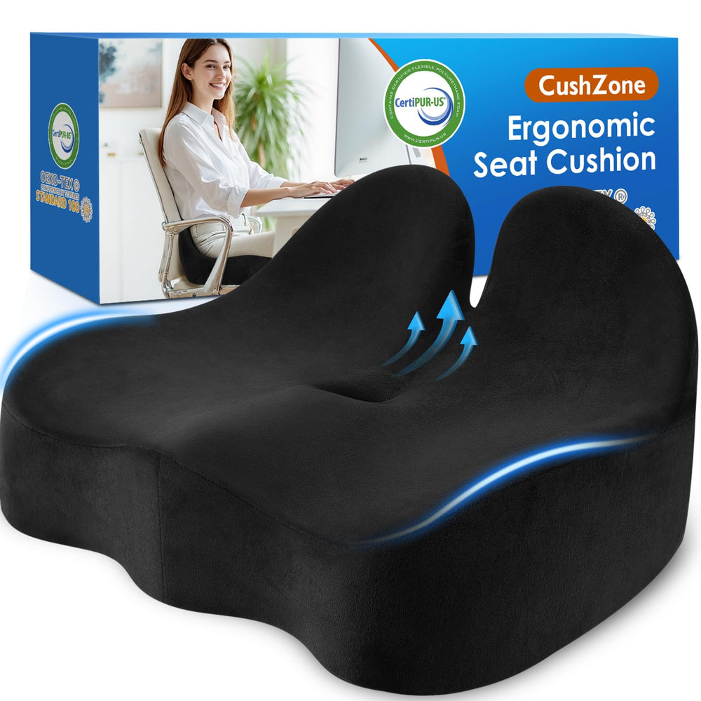 CushZone Memory Foam Seat Cushion for Office Chairs