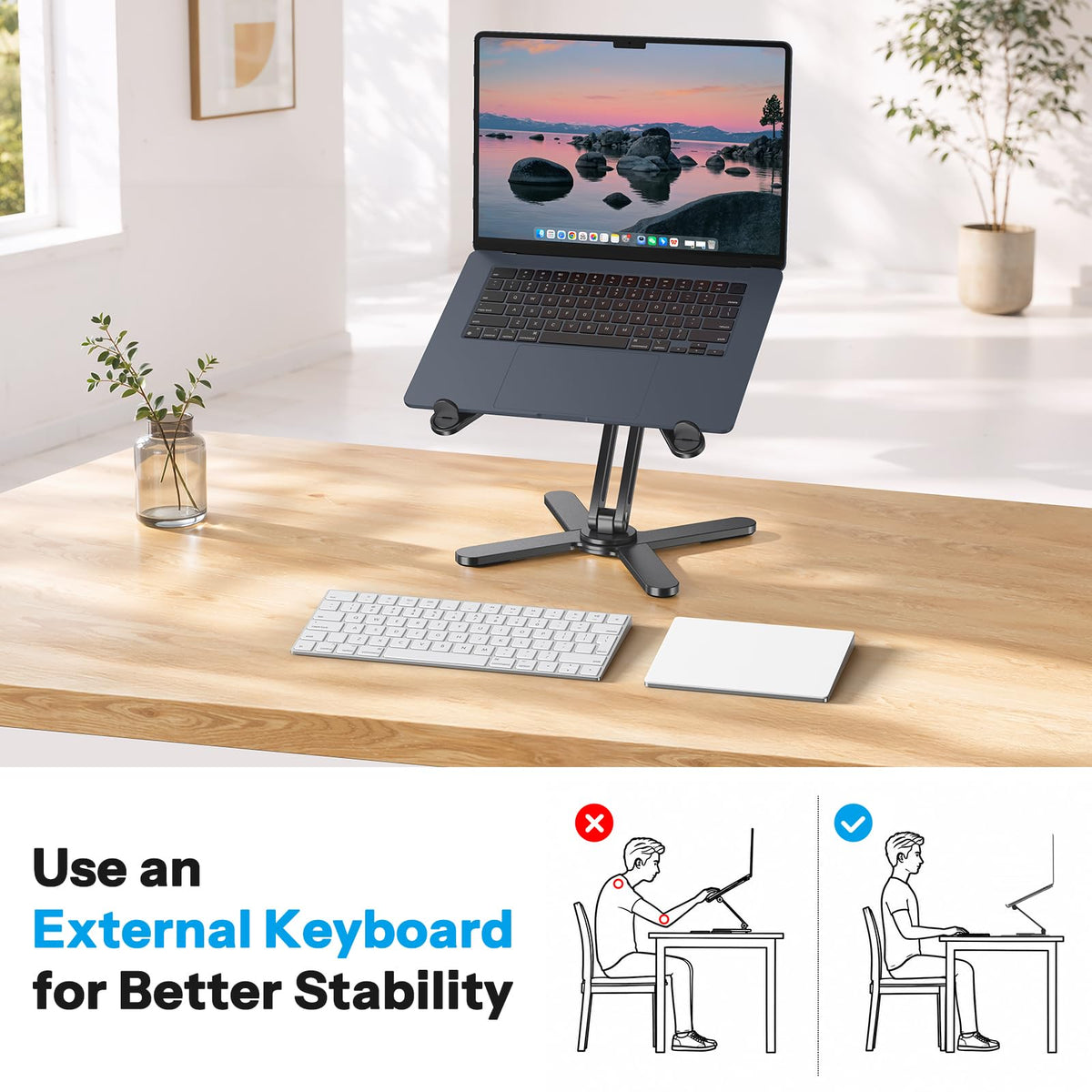 OMOTON 360° Rotating Laptop Stand Riser for Desk, Ergonomic Foldable Computer Stand Adjustable Height Angles for Collaborative Work, Easy Storage Fit Macbooks,All Laptops up to 16 inches