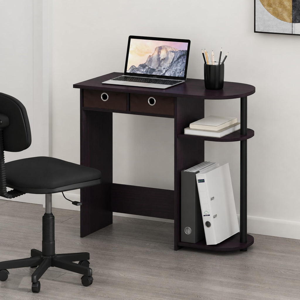 Furinno Compact Computer Desk, Gaming Desk with Shelves, Office Desk with Book Shelf