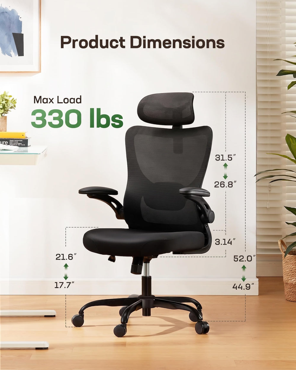 Marsail Ergonomic Office Chair with 3D Adjustable Armrests