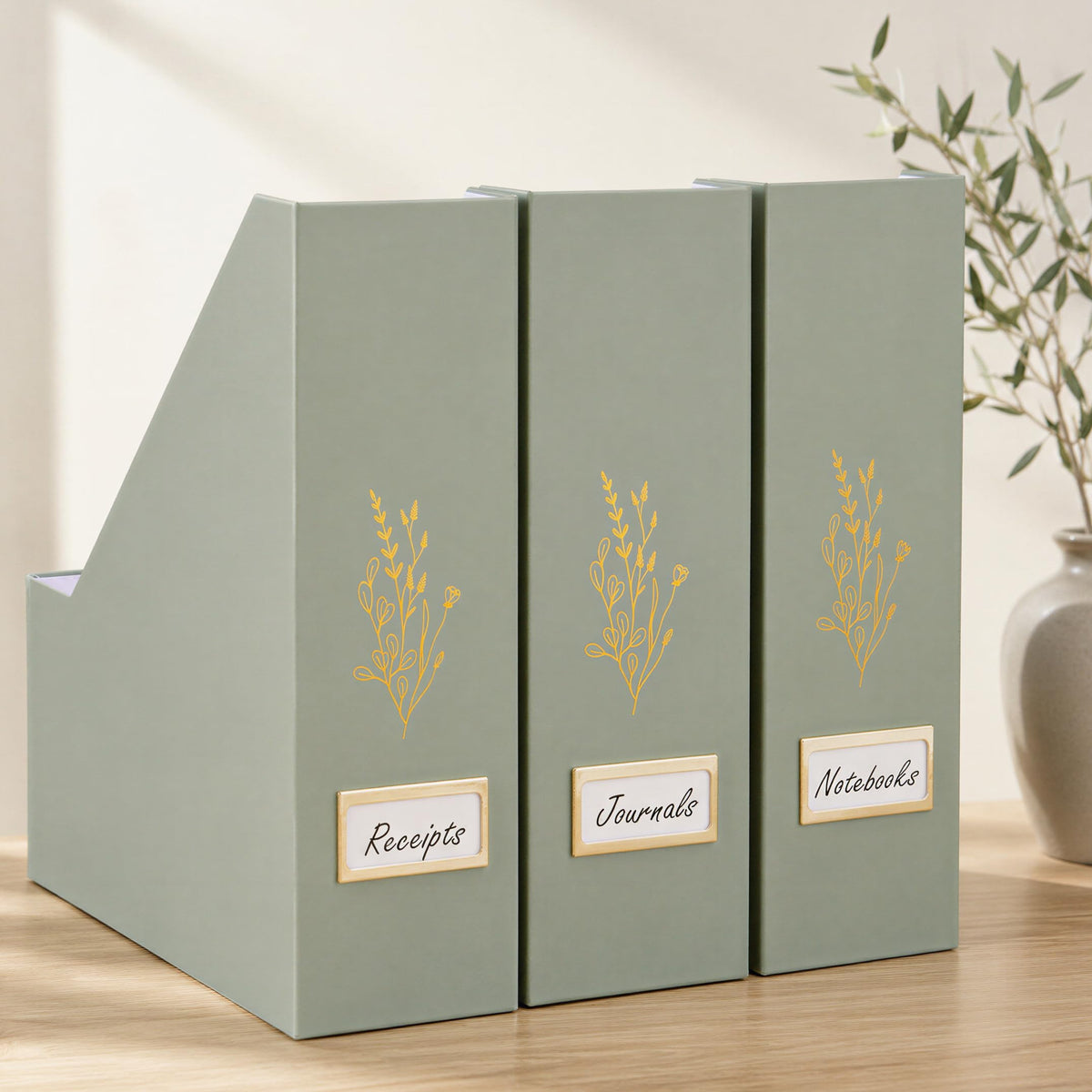3-Piece Magazine File Holder Set for Desk & Shelves