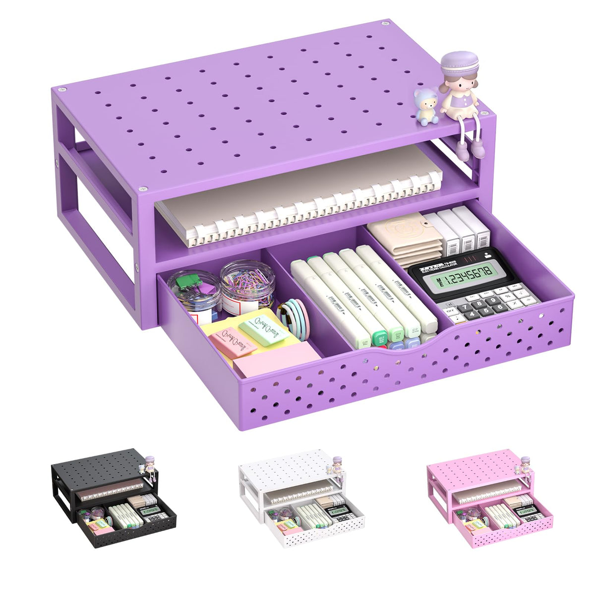 WALI Desk Organizer with Drawer, Pen Holder & Storage Compartments