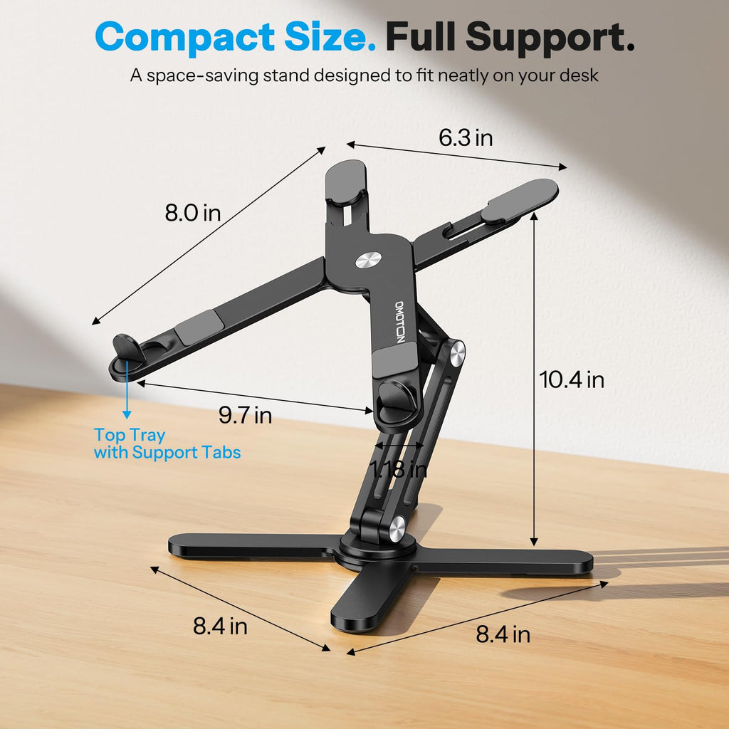 OMOTON 360° Rotating Laptop Stand Riser for Desk, Ergonomic Foldable Computer Stand Adjustable Height Angles for Collaborative Work, Easy Storage Fit Macbooks,All Laptops up to 16 inches