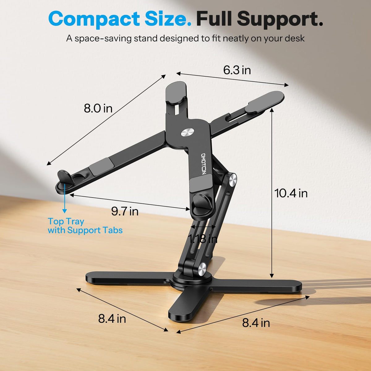 OMOTON 360° Rotating Laptop Stand Riser for Desk, Ergonomic Foldable Computer Stand Adjustable Height Angles for Collaborative Work, Easy Storage Fit Macbooks,All Laptops up to 16 inches