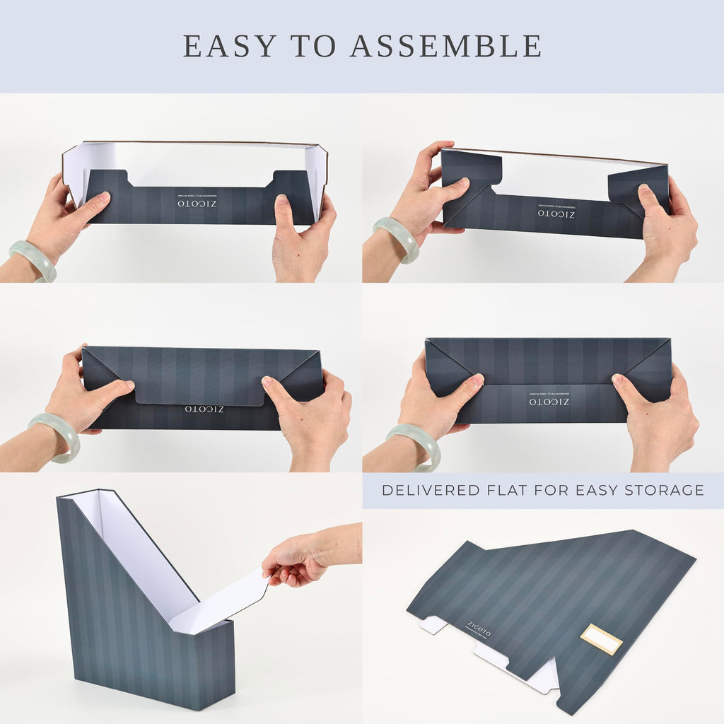 3-Piece Magazine File Holder Set for Desk & Shelves