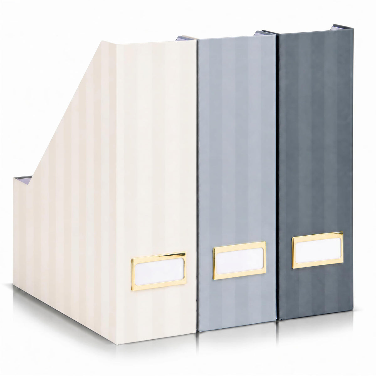 3-Piece Magazine File Holder Set for Desk & Shelves