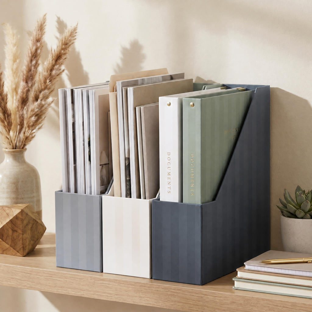 3-Piece Magazine File Holder Set for Desk & Shelves