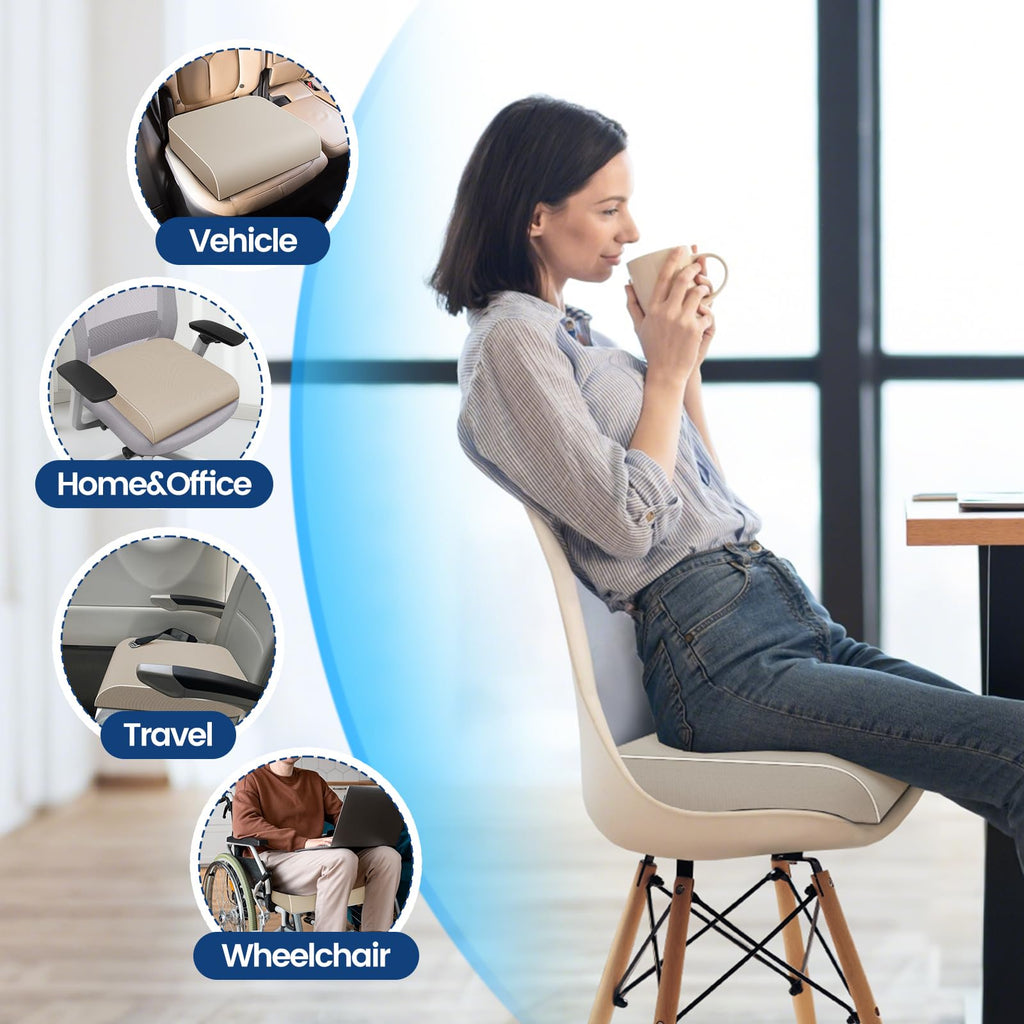 SweetSlubr Memory Foam Seat Cushion for Tailbone Relief Office Chair