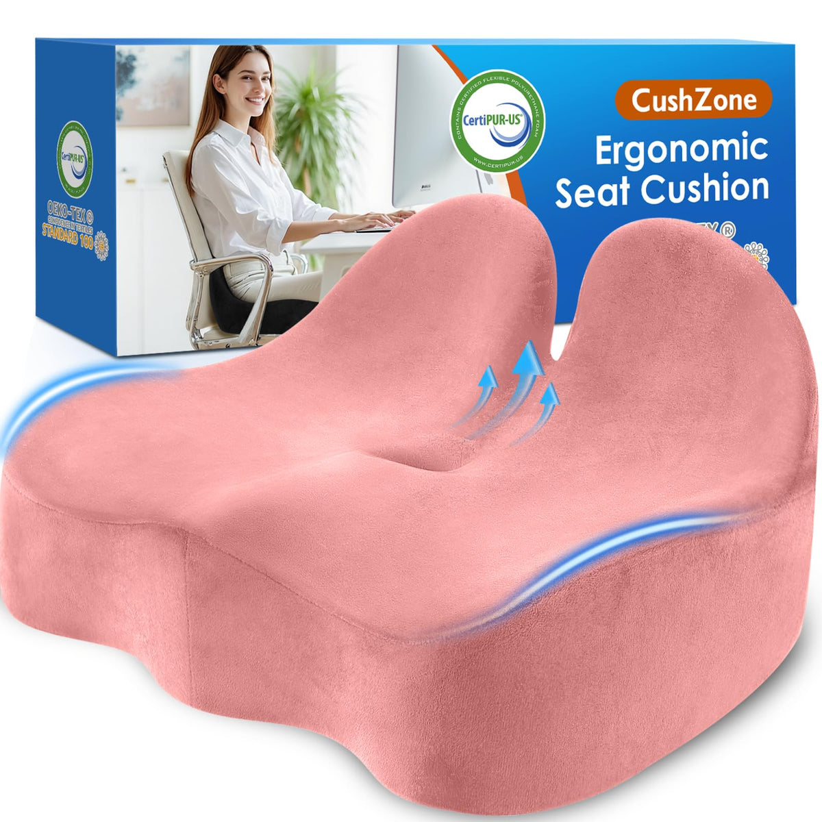 CushZone Memory Foam Seat Cushion for Office Chairs