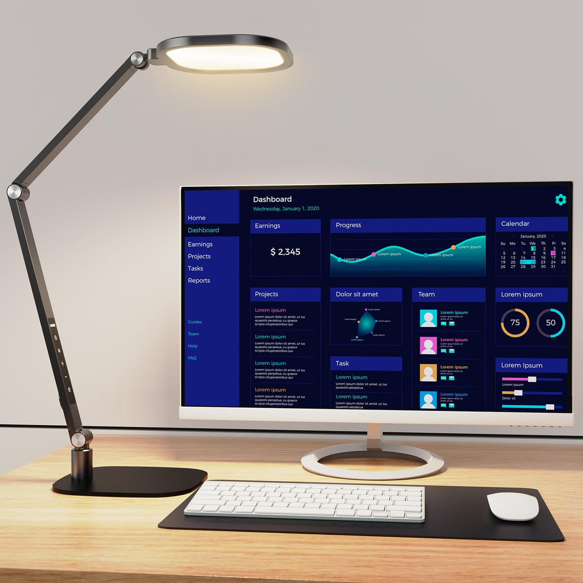 LitONES Edge-Lit LED Desk Lamp for Home Office