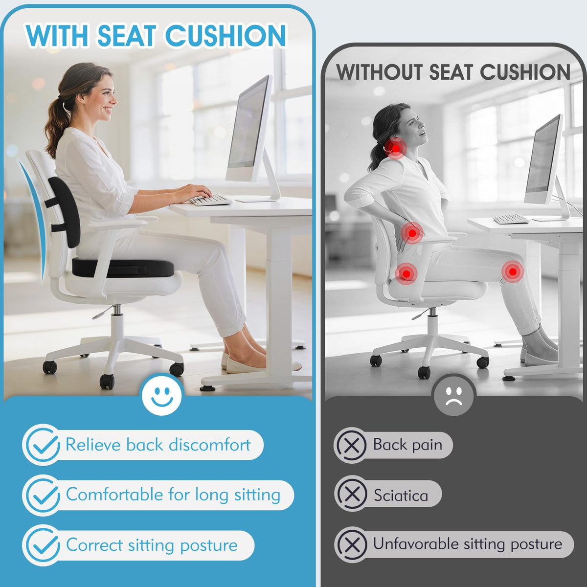 CushZone Memory Foam Seat & Lumbar Support Cushion Set