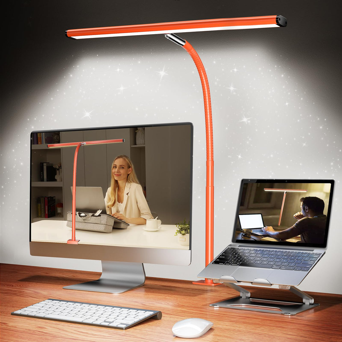 Airlonv 17-Inch LED Clamp Desk Lamp with Stepless Dimming