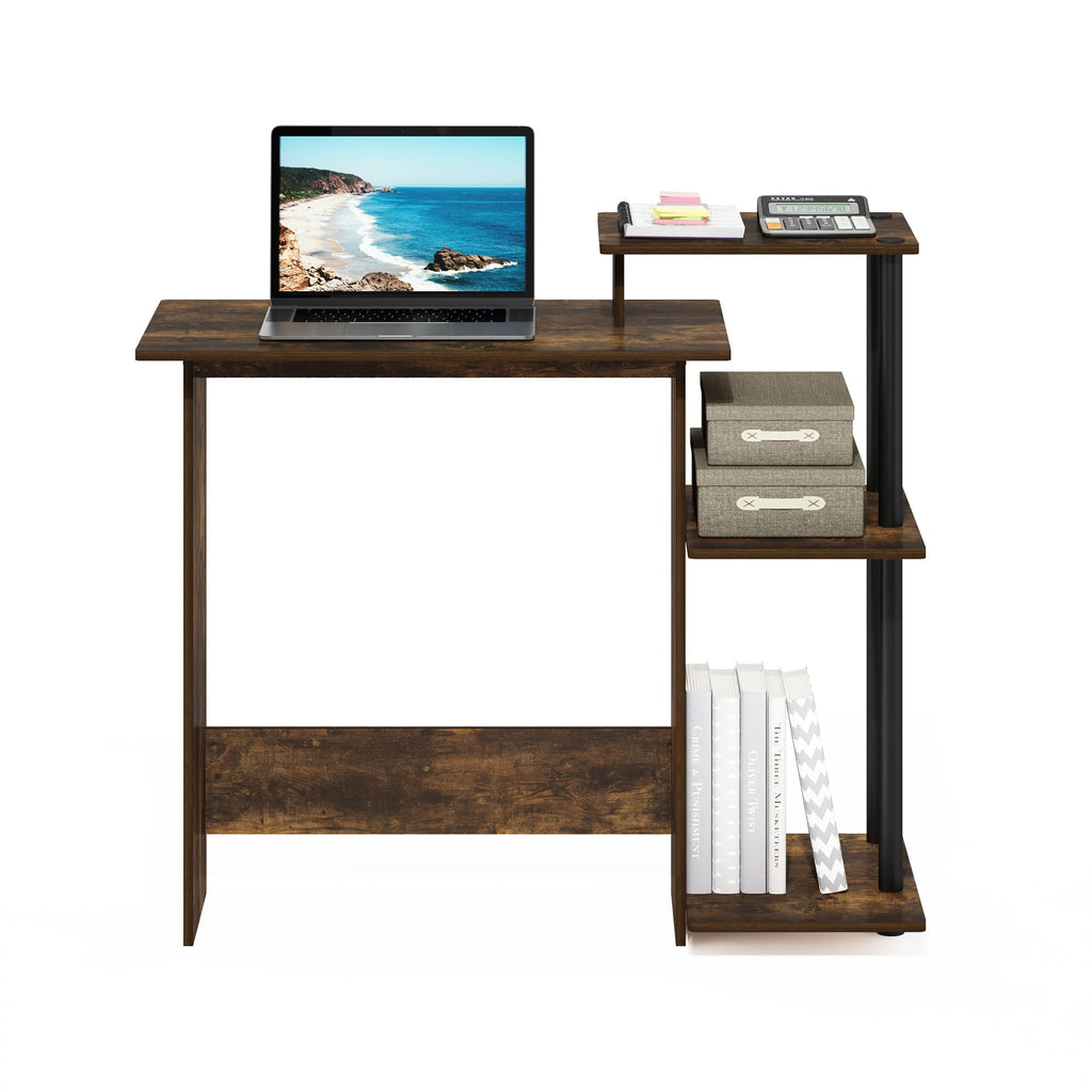 Furinno Compact Computer Desk, Gaming Desk with Shelves, Office Desk with Book Shelf