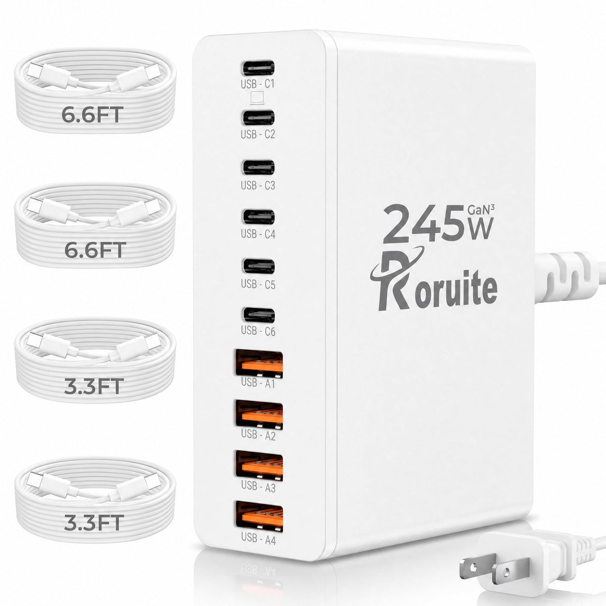 200W 10-Port GaN USB-C Charging Station for Multiple Devices