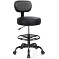 Brick Attic Drafting Chair with Backrest – Adjustable Foot Rest Rolling Stool with Wheels