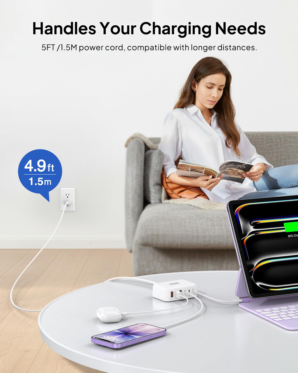 100W GaN 6-Port USB-C Fast Charging Station Hub